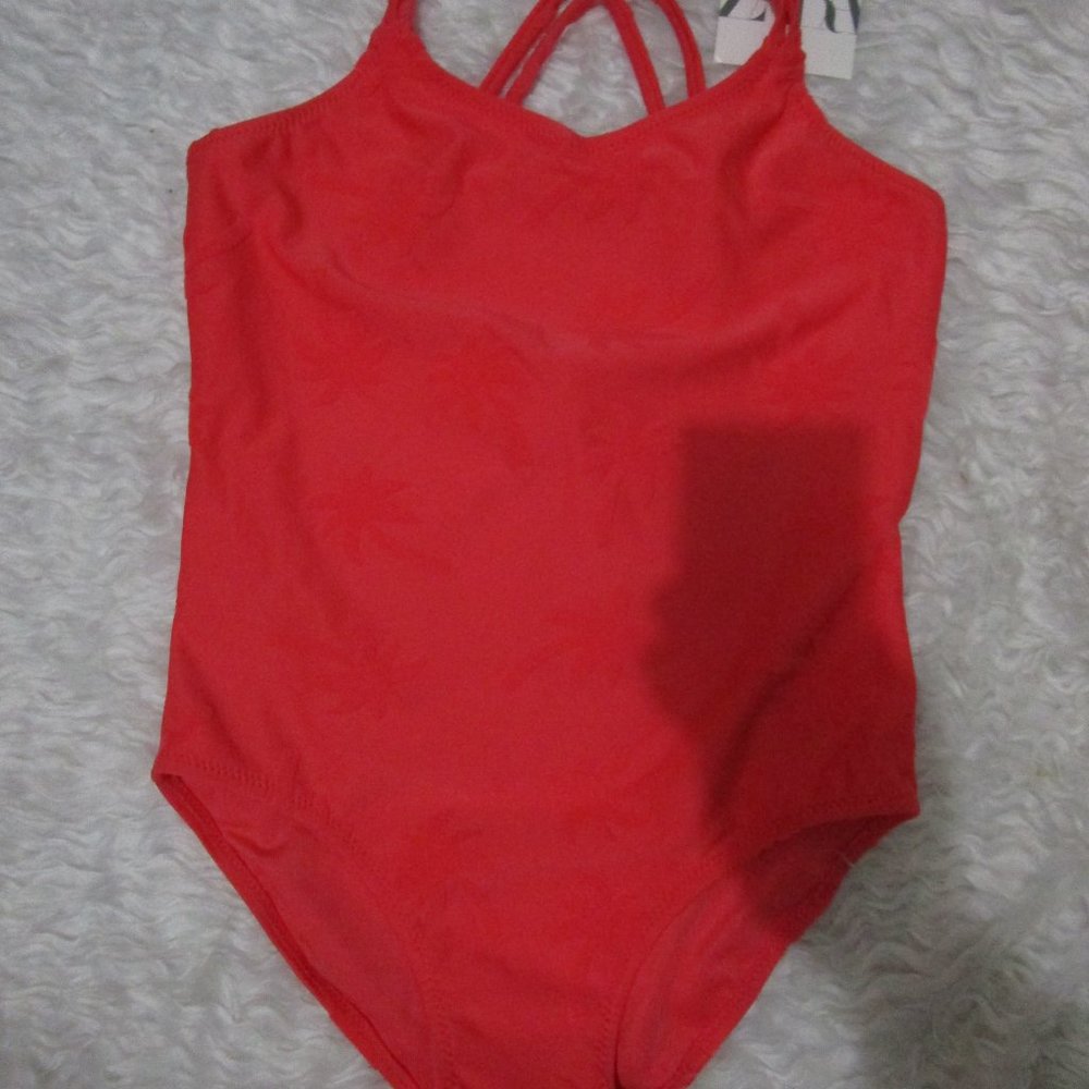 Zara girls/kids pink PALM TREE JACQUARD SWIMSUIT 8-9yrs - Picture 4 of 10